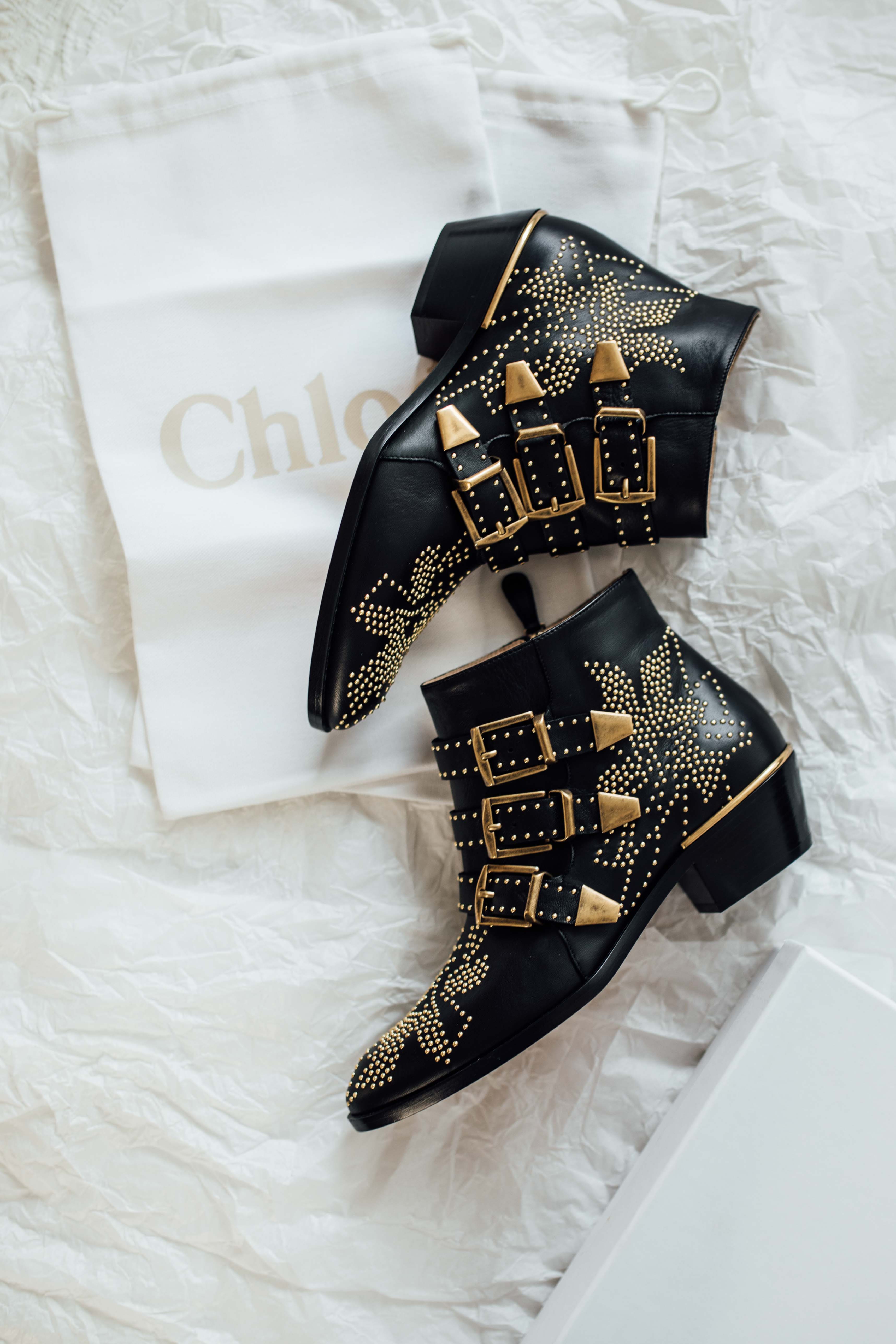 Chloé Susanna Boots in Black with Gold 