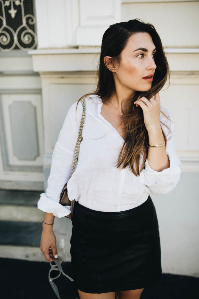 Outfit: Back to basics - leather skirt & linen shirt | You Rock My Life